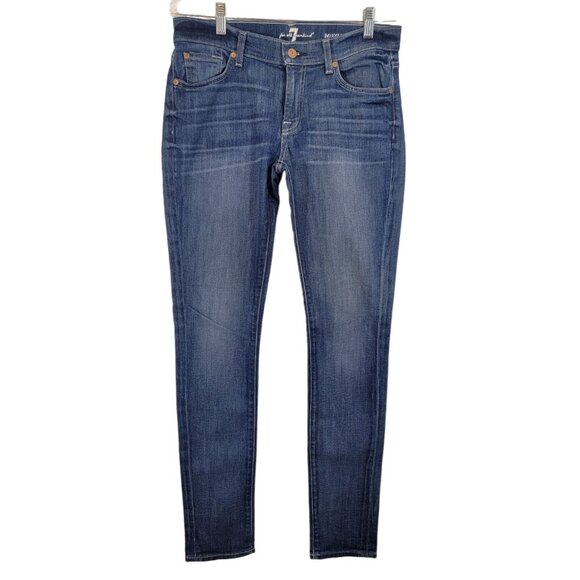 7 FOR ALL MANKIND Jeans‎ ROXANNE SKINNY JEANS DENIM BLUE Med Wash SIZE 27 EUC - Picture 1 of 10